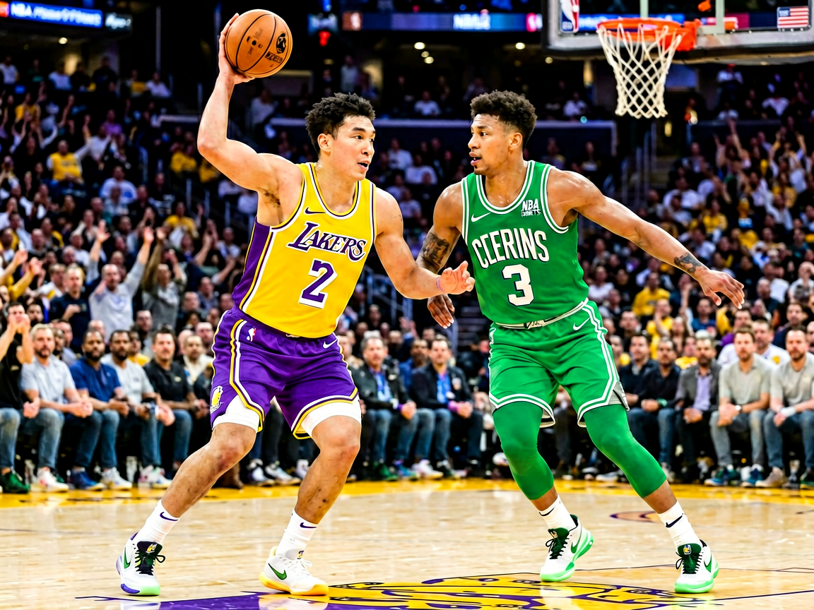NBA常规赛湖人对阵凯尔特人的精彩对抗瞬间